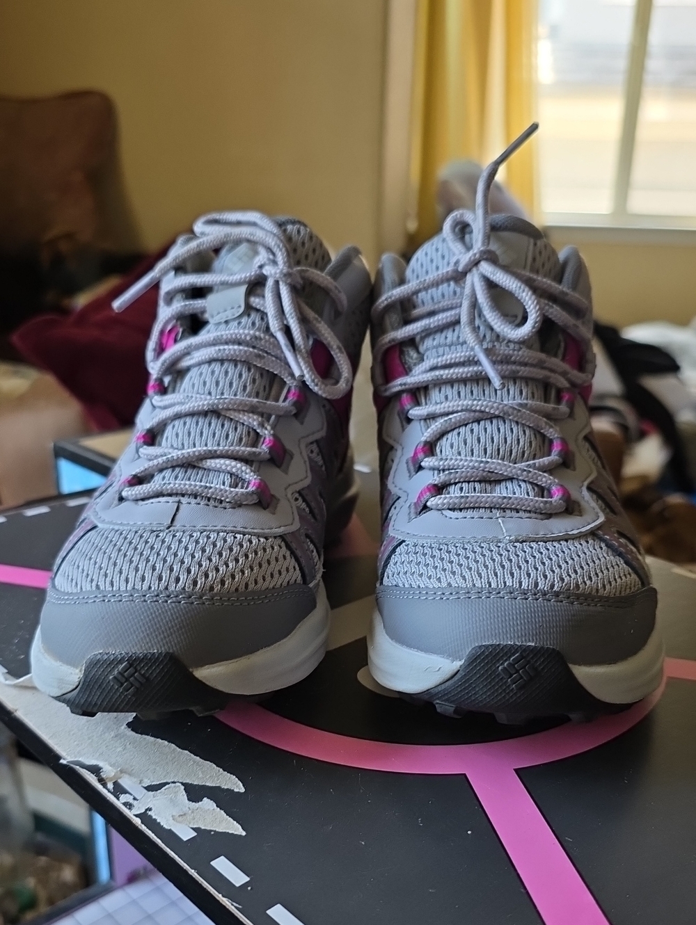 Columbia Light Gray and Pink Kids' Athletic Shoes